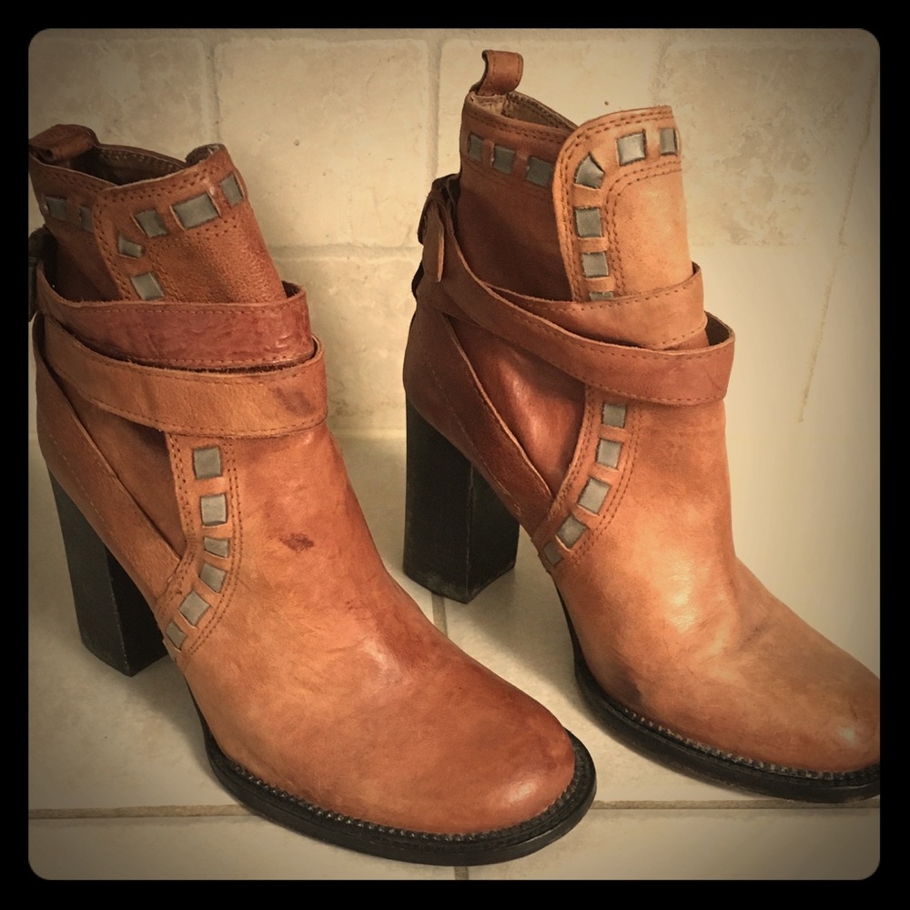 Free People Leather Wrap Booties
